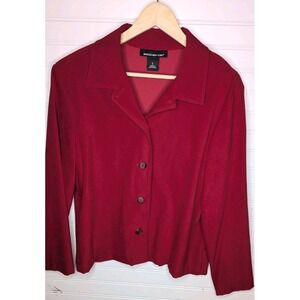 Briggs New York Crimson Large Stretch Button Down Faux Suede Shacket Padded
